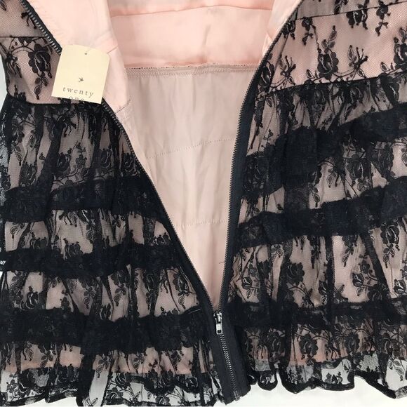 Twenty One 2000's Black Lace Romantic Ruffle Bustier Camisole Retro Tank Blouse - Picture 13 of 16